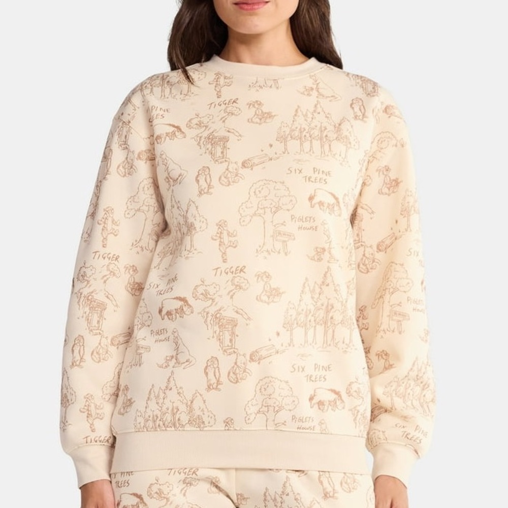 Disney Winnie the Pooh Women's Graphic Fleece Crewneck - Picture 1 of 7